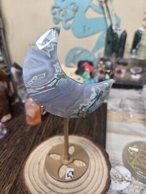 Moss Agate Moon (4 In)  D New Beginnings